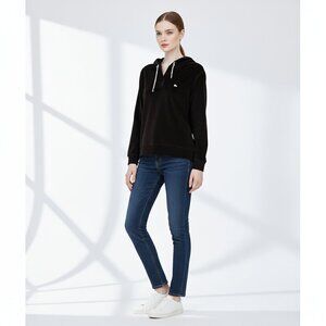 Burberry Corduroy‎ Hooded Long Sleeve Pullover Black Women L